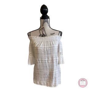 Max Edition White Top Off Shoulders Blouse Size S